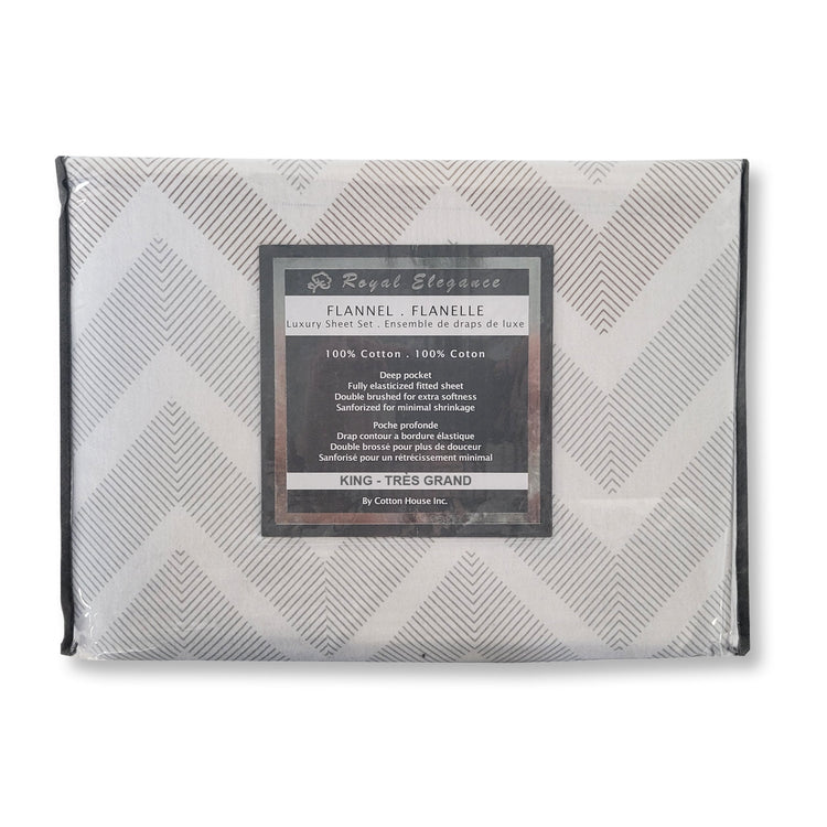 Cotton House - Ensemble de Draps de Flanelle, 100% Coton, Grandeur Très Grand Lit King, Fern Leaves - Liquidation Fin de Saison Vente Finale - Simple Boutique