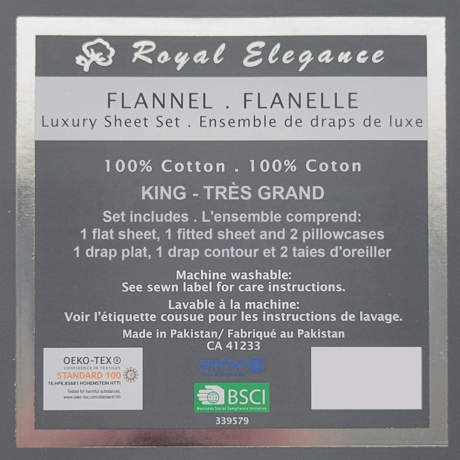 Cotton House - Ensemble de Draps de Flanelle, 100% Coton, Grandeur Très Grand Lit King, Fern Leaves - Liquidation Fin de Saison Vente Finale - Simple Boutique