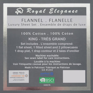 Cotton House - Ensemble de Draps de Flanelle, 100% Coton, Grandeur Très Grand Lit King, Fern Leaves - Liquidation Fin de Saison Vente Finale - Simple Boutique
