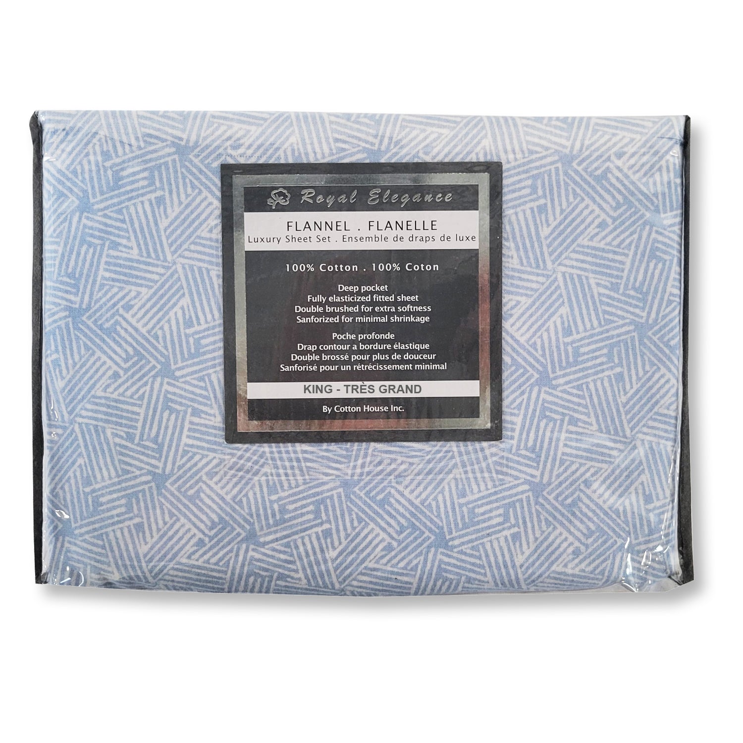 Cotton House - Ensemble de Draps de Flanelle, 100% Coton, Grandeur Très Grand Lit King, Weave - Liquidation Fin de Saison Vente Finale - Simple Boutique