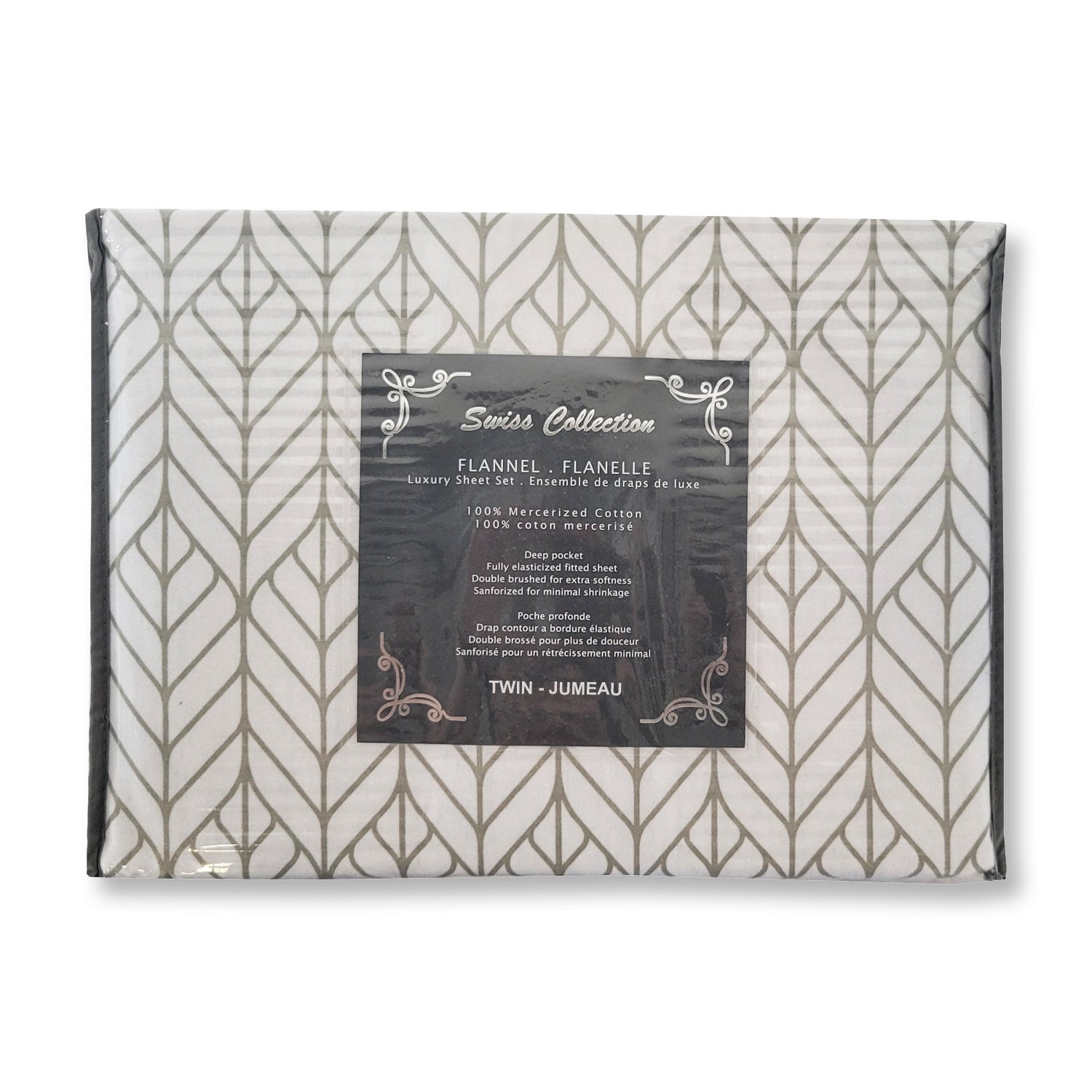 Cotton House - Ensemble de Draps de Flanelle, 100% Coton Mercerisé, Grandeur Simple, Motifs de Feuilles - Liquidation Fin de Saison Vente Finale - Simple Boutique