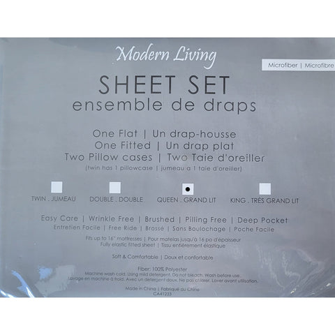 Cotton House - Ensemble de Draps en Microfibre, Infroissable, Grandeur Queen, Bleu