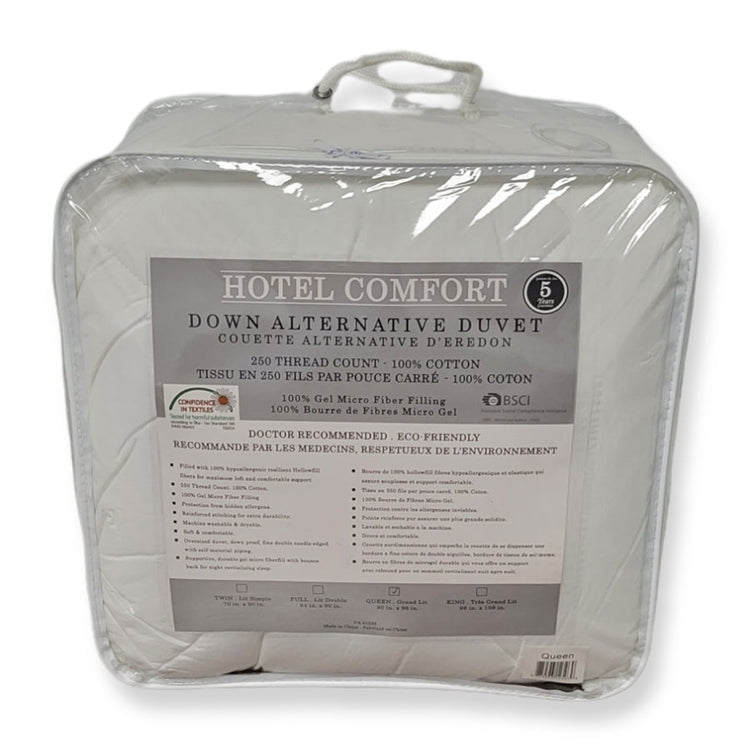 Couette Synthétique, 100% Coton, Remplissage 3D 100% Fibre MicroGel, Grandeur King, Blanc - Simple Boutique