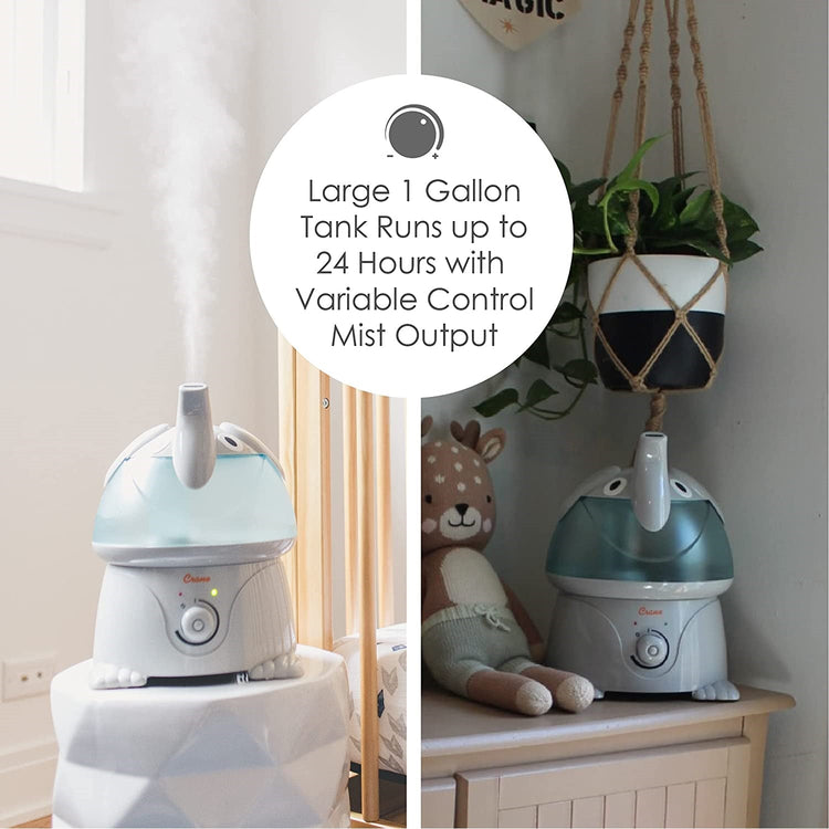 Crane - Humidificateur d'air à Vapeur Froide pour Chambre d'enfant, Capacité de 1 Gallon, Éléphant - Simple Boutique