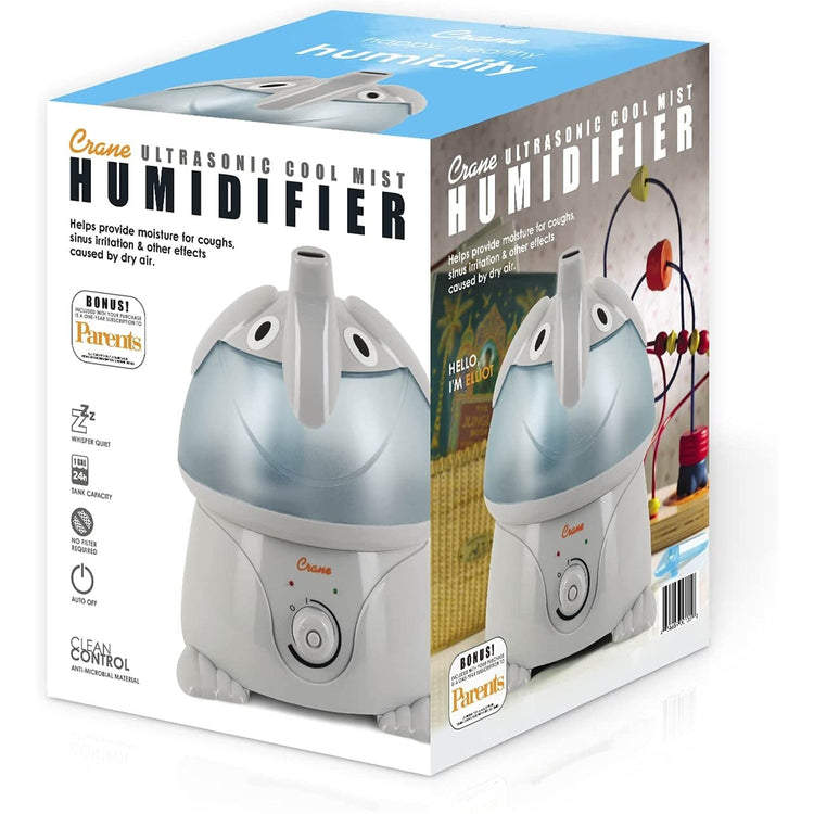 Crane - Humidificateur d'air à Vapeur Froide pour Chambre d'enfant, Capacité de 1 Gallon, Éléphant - Simple Boutique