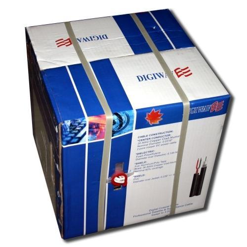 Digiwave Câble Siamois RG59 60% Braided + 20AWG 2 Conducteurs CCA 500' Noir - Simple Boutique