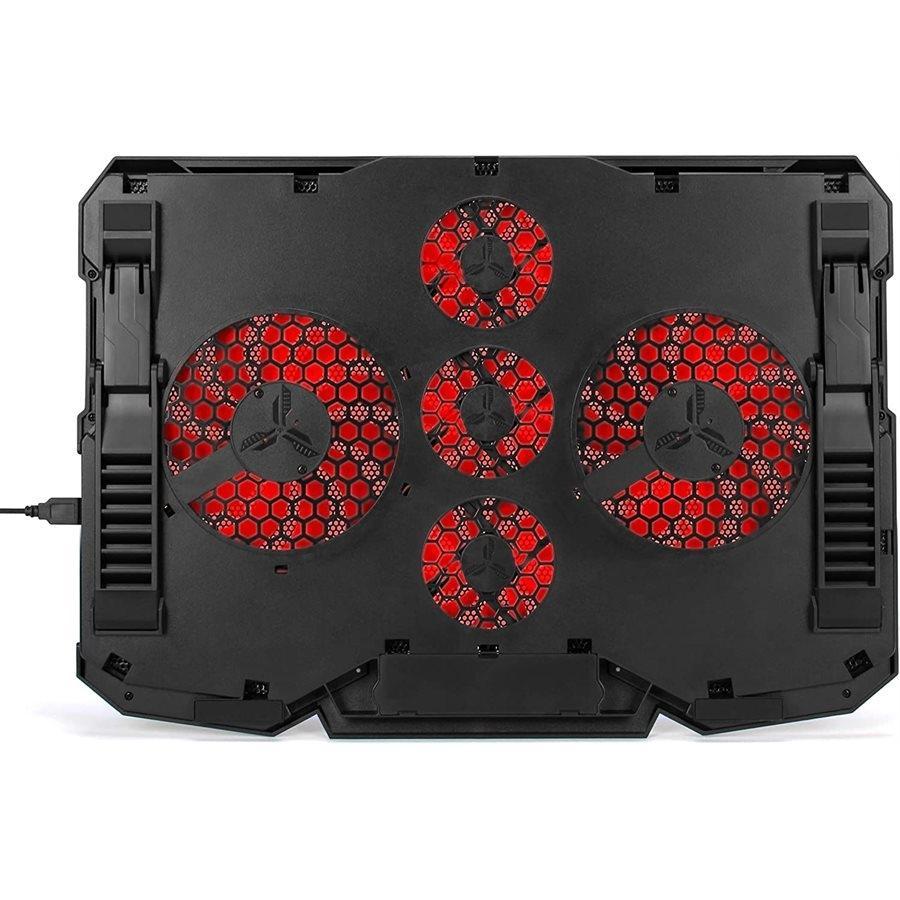 ENHANCE Cryogen Support de Refroidissement Pour Ordinateur Portable 5 Ventilateurs 2 Ports USB Design Mince avec LED Rouge - Simple Boutique