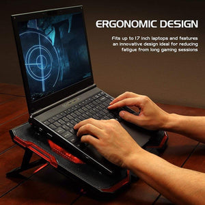 ENHANCE Cryogen Support de Refroidissement Pour Ordinateur Portable 5 Ventilateurs 2 Ports USB Design Mince avec LED Rouge - Simple Boutique