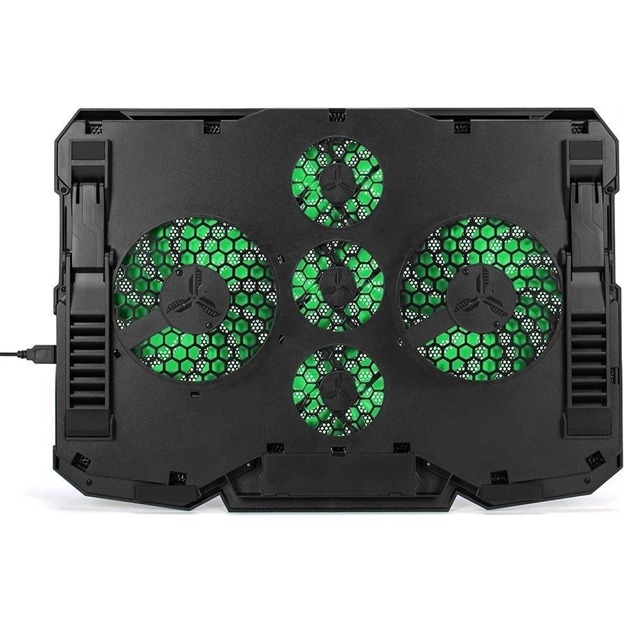 ENHANCE Cryogen Support de Refroidissement Pour Ordinateur Portable 5 Ventilateurs 2 Ports USB Design Mince avec LED Verte - Simple Boutique