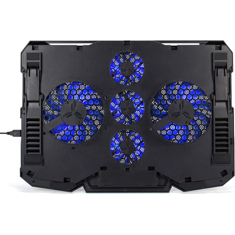 ENHANCE Cryogen Support de Refroidissent Pour Ordinateur Portable 5 Ventilateurs 2 Ports USB Design Mince avec LED Bleu