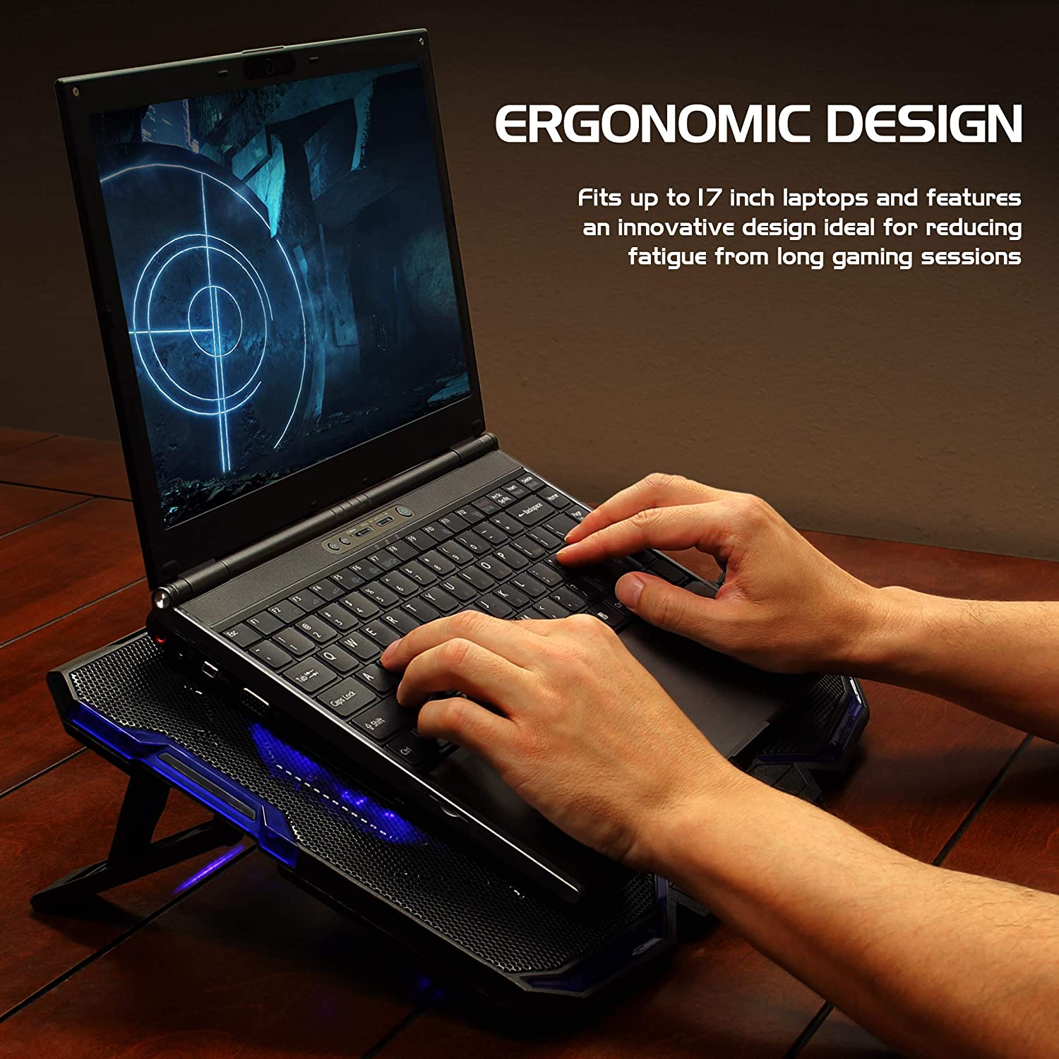 ENHANCE Cryogen Support de Refroidissent Pour Ordinateur Portable 5 Ventilateurs 2 Ports USB Design Mince avec LED Bleu - Simple Boutique