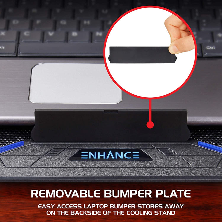 ENHANCE Cryogen Support de Refroidissent Pour Ordinateur Portable 5 Ventilateurs 2 Ports USB Design Mince avec LED Bleu - Simple Boutique