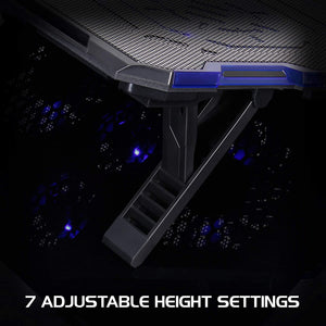 ENHANCE Cryogen Support de Refroidissent Pour Ordinateur Portable 5 Ventilateurs 2 Ports USB Design Mince avec LED Bleu - Simple Boutique