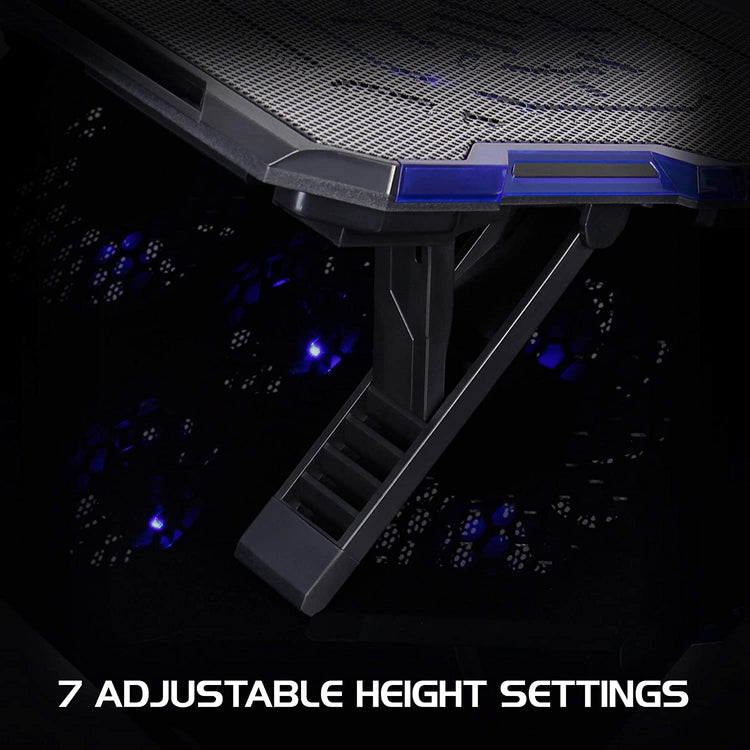 ENHANCE Cryogen Support de Refroidissent Pour Ordinateur Portable 5 Ventilateurs 2 Ports USB Design Mince avec LED Bleu - Simple Boutique