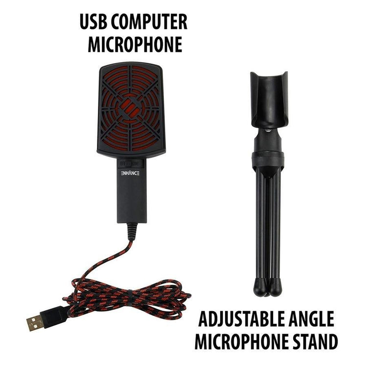 ENHANCE Microphone à condensateur à Port USB Rouge - Simple Boutique