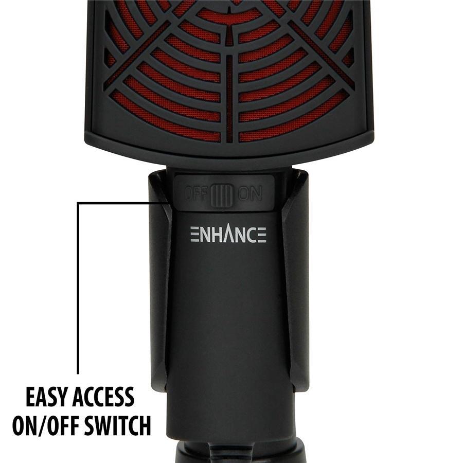 ENHANCE Microphone à condensateur à Port USB Rouge - Simple Boutique