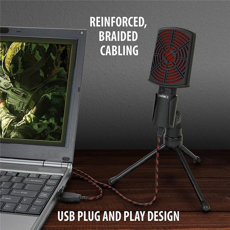 ENHANCE Microphone à condensateur à Port USB Rouge - Simple Boutique
