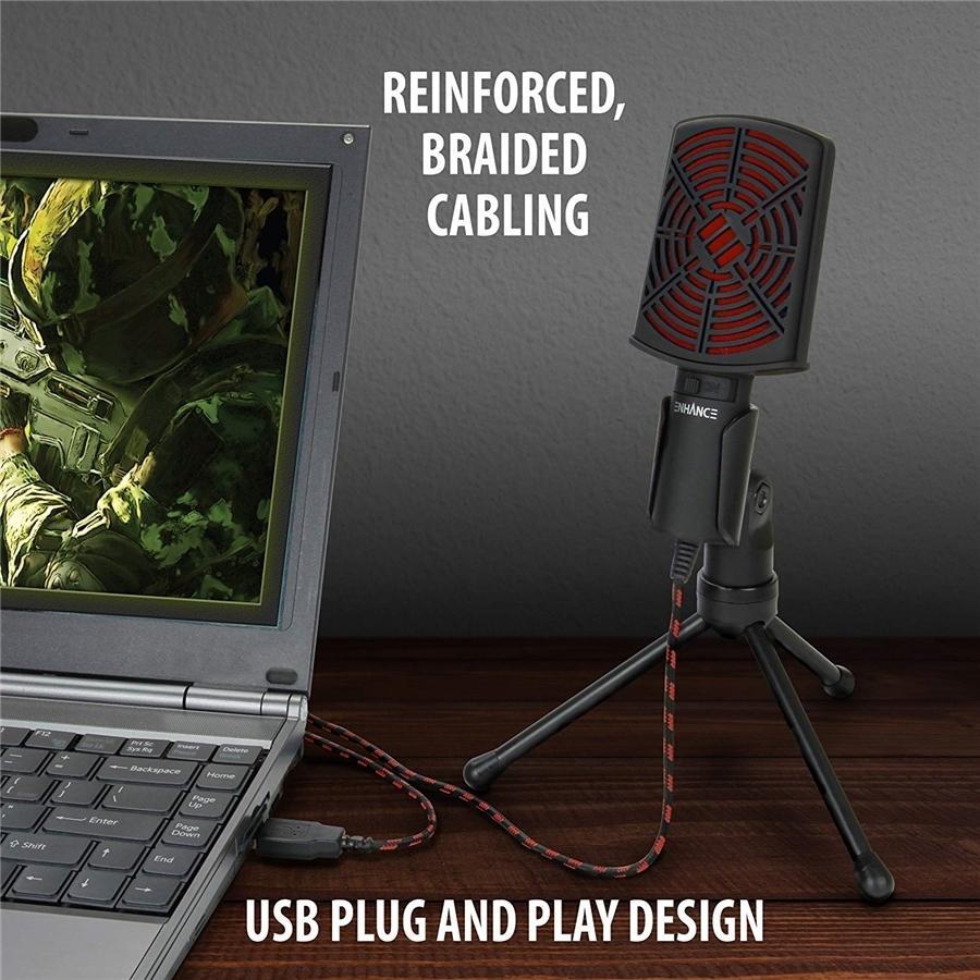 ENHANCE Microphone à condensateur à Port USB Rouge - Simple Boutique