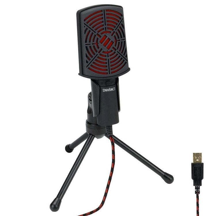 ENHANCE Microphone à condensateur à Port USB Rouge - Simple Boutique