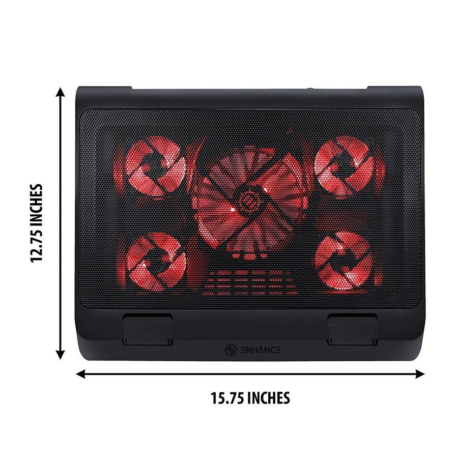 ENHANCE Support de Rrefroidissent Pour Ordinateur Portable 5 Ventilateurs 2 Ports USB LED Rouge - Simple Boutique