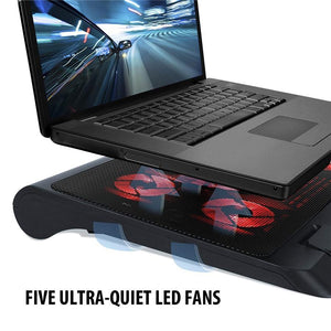 ENHANCE Support de Rrefroidissent Pour Ordinateur Portable 5 Ventilateurs 2 Ports USB LED Rouge - Simple Boutique