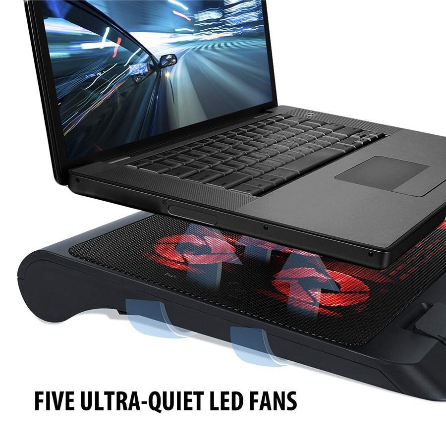 ENHANCE Support de Rrefroidissent Pour Ordinateur Portable 5 Ventilateurs 2 Ports USB LED Rouge - Simple Boutique