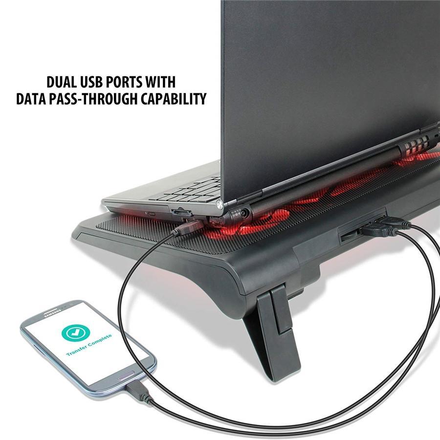 ENHANCE Support de Rrefroidissent Pour Ordinateur Portable 5 Ventilateurs 2 Ports USB LED Rouge - Simple Boutique