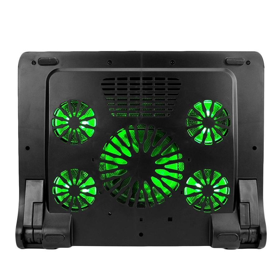 ENHANCE Support de Rrefroidissent Pour Ordinateur Portable 5 Ventilateurs 2 Ports USB LED Verte - Simple Boutique