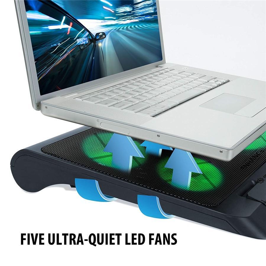 ENHANCE Support de Rrefroidissent Pour Ordinateur Portable 5 Ventilateurs 2 Ports USB LED Verte - Simple Boutique