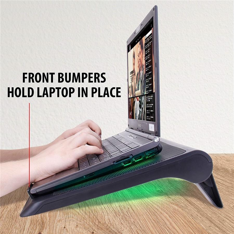 ENHANCE Support de Rrefroidissent Pour Ordinateur Portable 5 Ventilateurs 2 Ports USB LED Verte - Simple Boutique