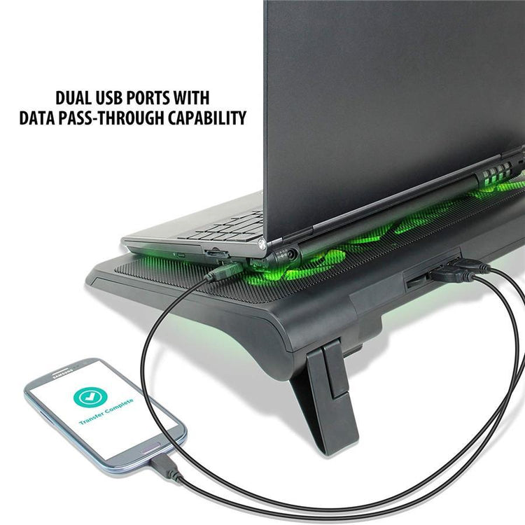ENHANCE Support de Rrefroidissent Pour Ordinateur Portable 5 Ventilateurs 2 Ports USB LED Verte - Simple Boutique