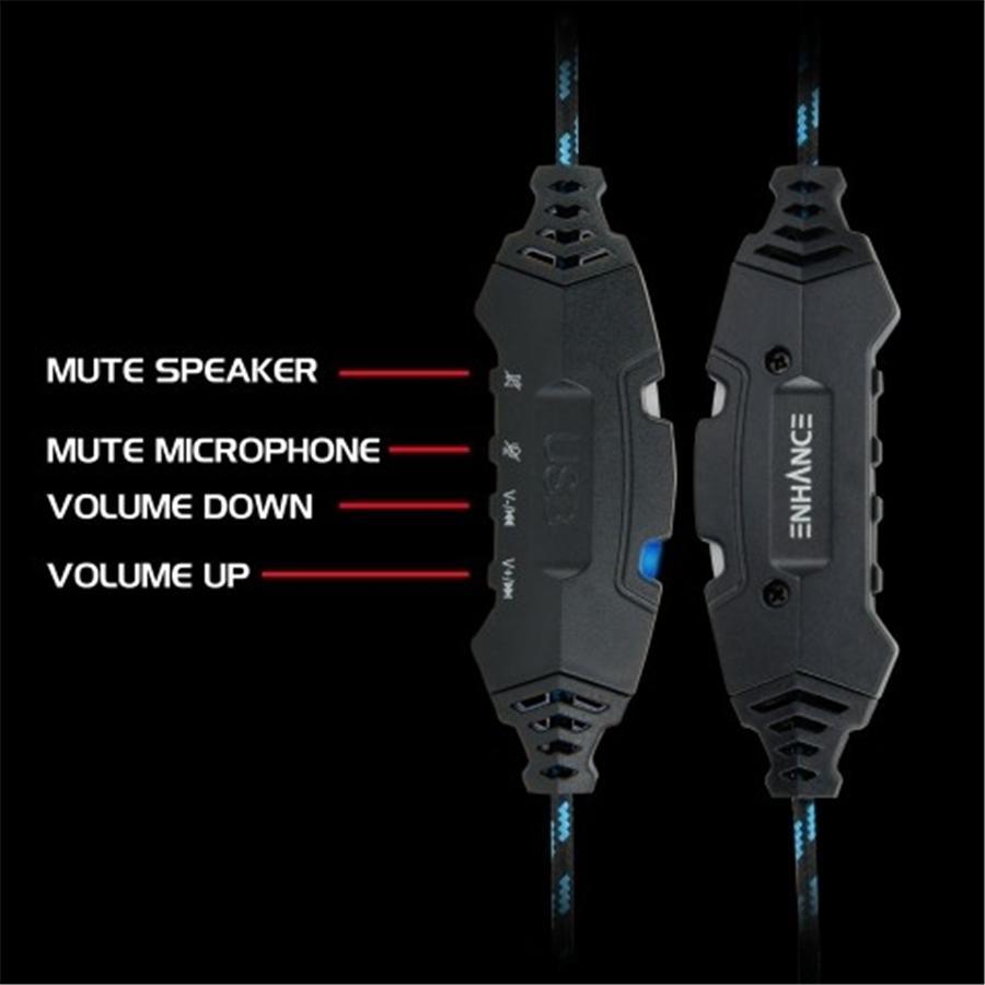ENHANCE Voltaic Casque de Jeu Noir et Bleu - Simple Boutique