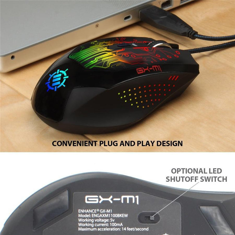 ENHANCE Voltatic GX-MI Souris de Jeu 3500 DPI DEL - Simple Boutique