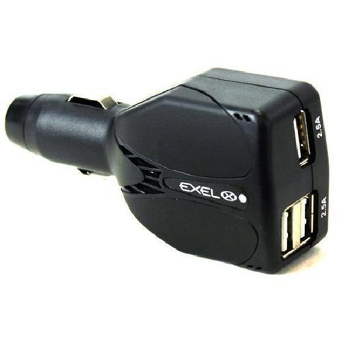 EXEL Chargeur De Voiture USB Triple Ports Jusqu'a 2.1A Noir - Liquidation Vente Finale - Simple Boutique