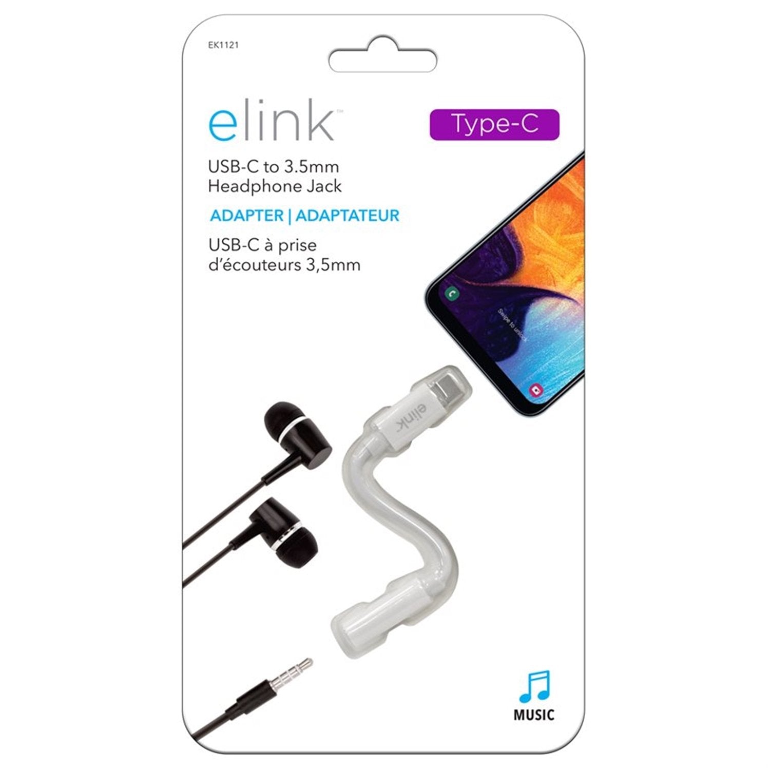 Elink - Adaptateur pour Écouteurs Type-C à 3.5mm Jack, Blanc - Simple Boutique