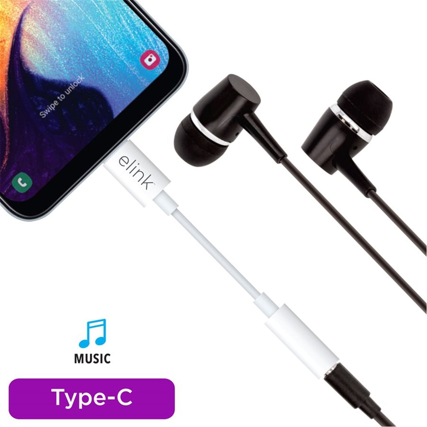 Elink - Adaptateur pour Écouteurs Type-C à 3.5mm Jack, Blanc - Simple Boutique