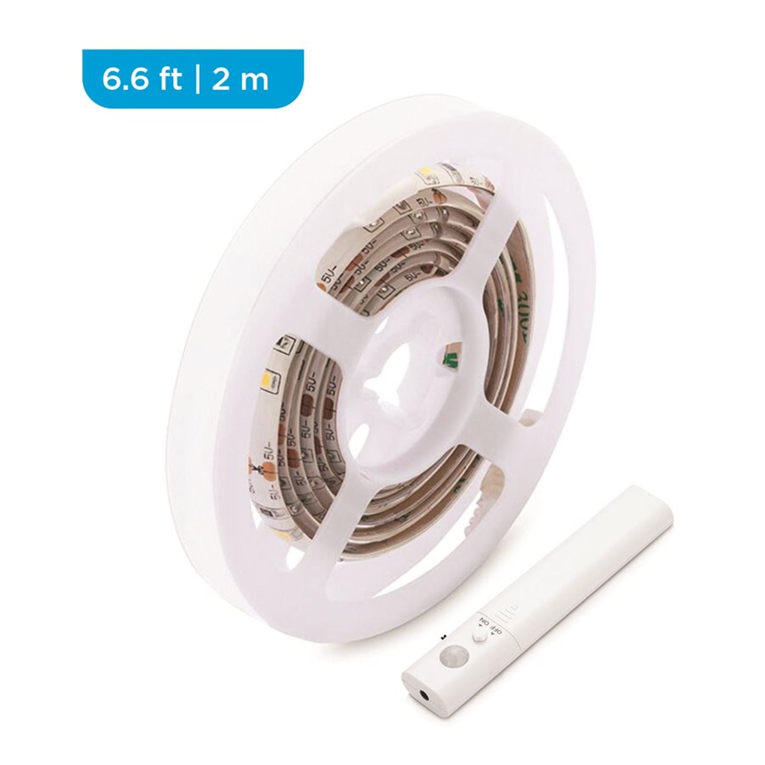 Elink - Bande Lumineuse DEL, Longeur de 6.6 Pieds (2M), 60 DEL, Avec Détecteur de Mouvement, Blanc - Simple Boutique