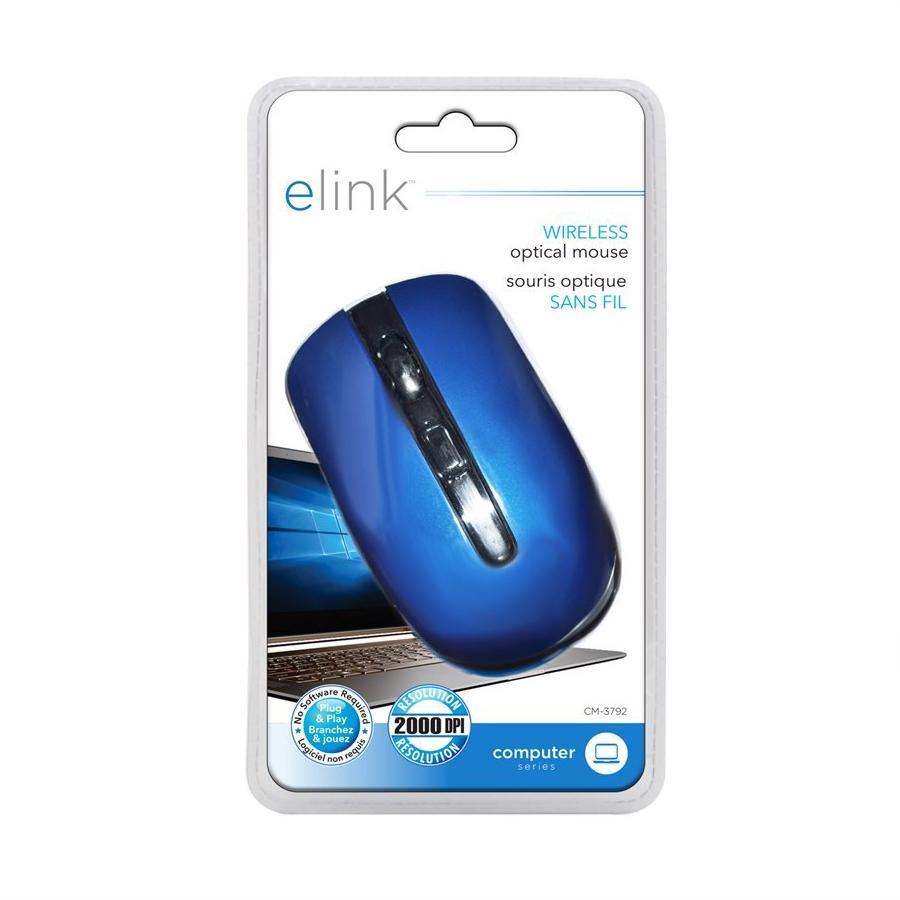 Elink CM-3792 - Souris Optique Sans-Fil, 2000 dpi, Bleu - Simple Boutique