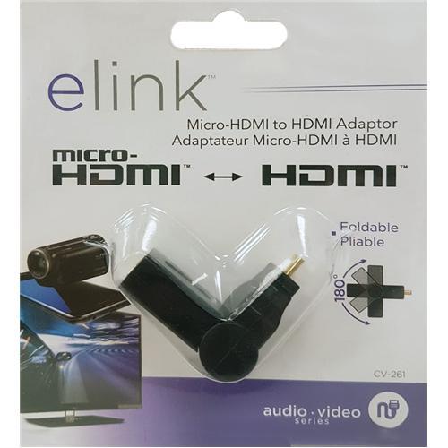 Elink CV-261 Adaptateur Micro HDMI À HDMI Articulé 180 Degrés Noir - Simple Boutique