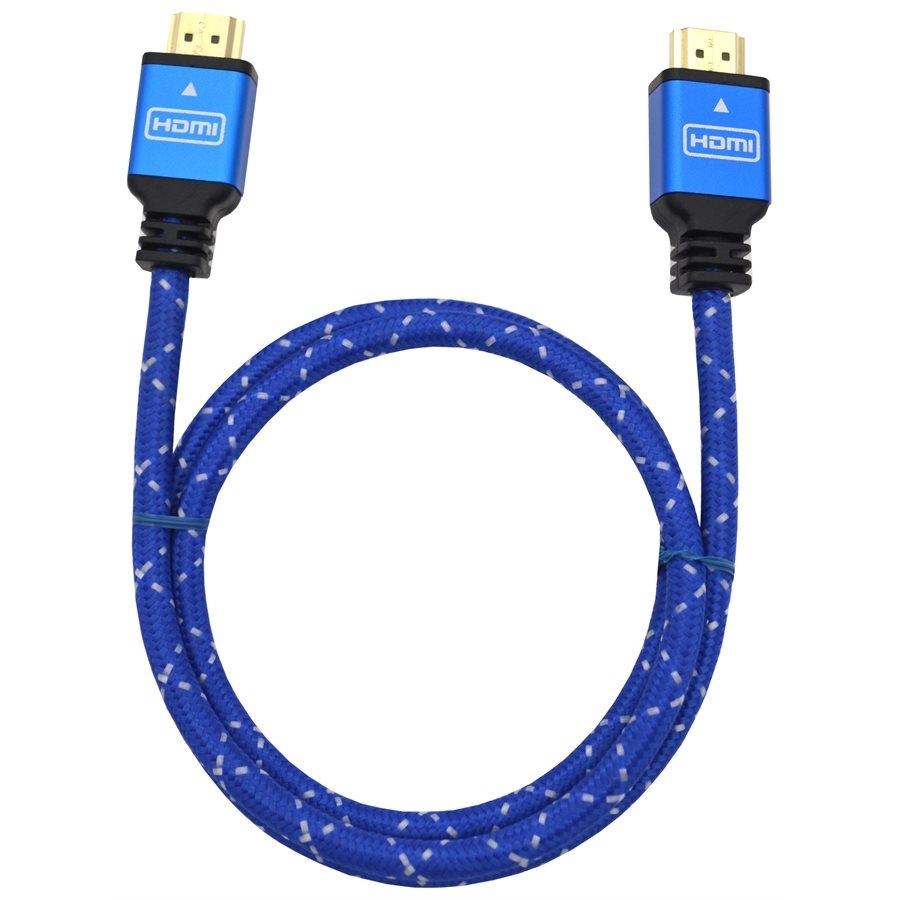 Elink CV-3266 Câble HDMI 6 Pieds 2.0 4K Tressé avec Conneteurs Métalliques Bleu