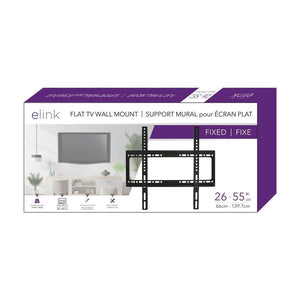 Elink CV964 - Support Mural Fixe pour Téléviseur de 26'' à 55'', VESA Maximum 400 x 400, Noir - Simple Boutique