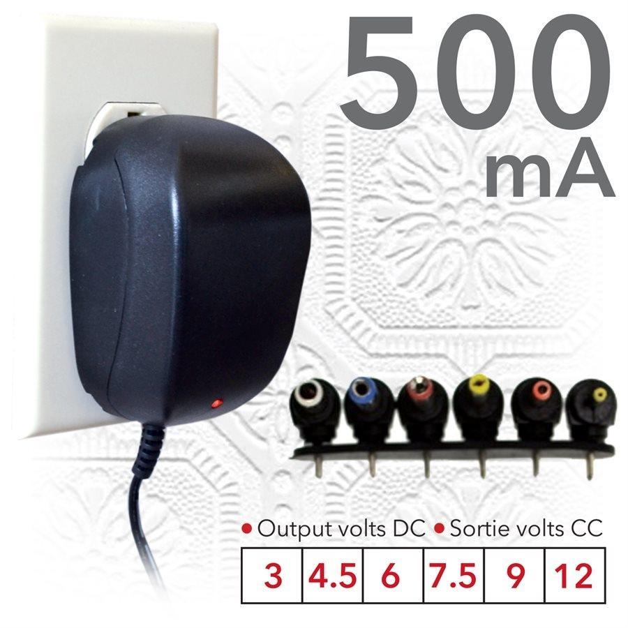 Elink EA-395 - Adaptateur CA Universel avec 6 Fiches, Noir - Simple Boutique