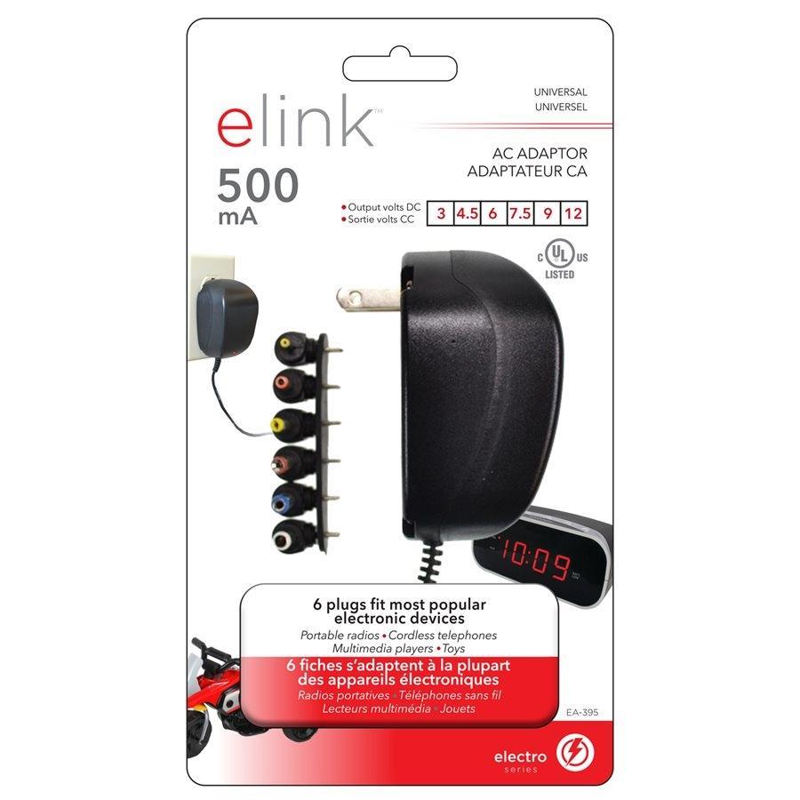 Elink EA-395 - Adaptateur CA Universel avec 6 Fiches, Noir - Simple Boutique