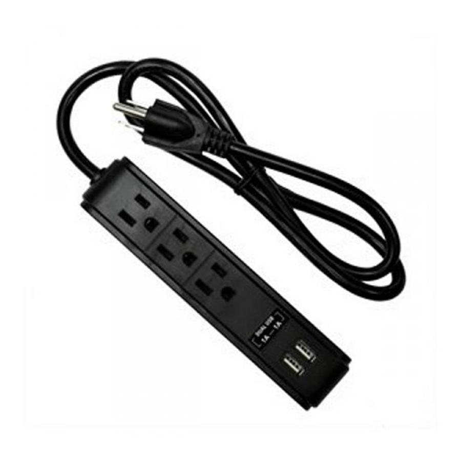 Elink EK-4058 Rallonge d'Alimentation avec 3 Prises à la terre et 2 Prises USB Noir - Simple Boutique