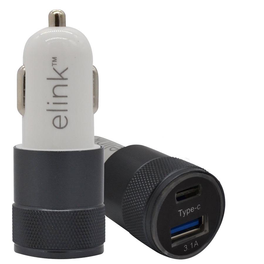 Elink EK768 Chargeur Universel pour Voiture avec Ports USB et Type-C Blanc - Simple Boutique