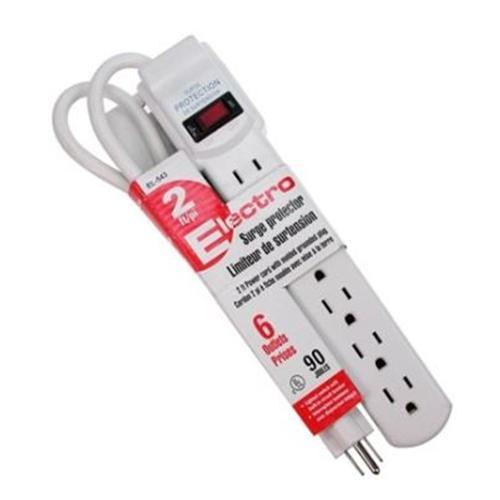 Elink EL-543 Protecteur De Surtension 90 Joules 6 Prises 2 Pi Blanc - Simple Boutique