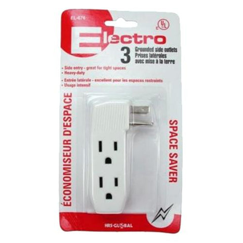 Elink EL-676 Adaptateur 3 Prises Latérales Avec Mise A La Terre Blanc