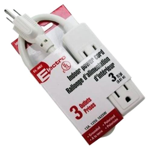 Elink EL-882 Rallonge Intérieur 3 Prises A La Terre De 3Pi Blanc - Simple Boutique
