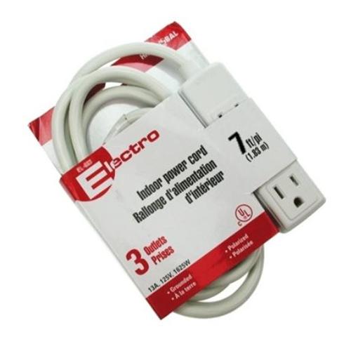 Elink EL-883 Rallonge Intérieur 3 Prises A La Terre De 7Pi Blanc - Simple Boutique