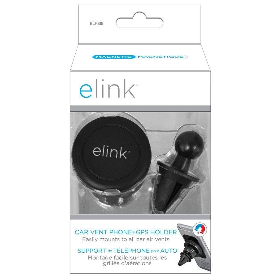 Elink ELK315 Support Magnétique de Téléphone Cellulaire pour Trappe de Ventilation de Voiture, Noir